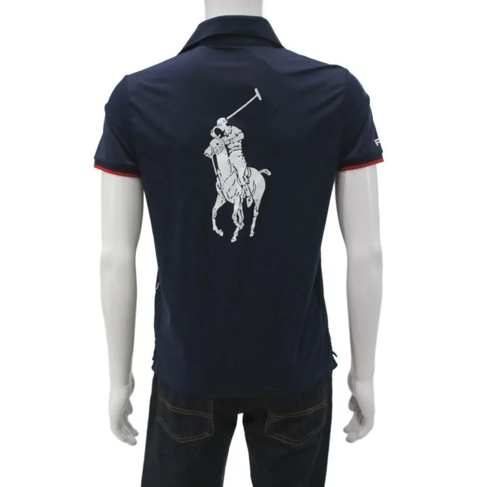 RLX Ralph Lauren Mens Striped Collared Short Sleeve Polo Shirt Blue Size M